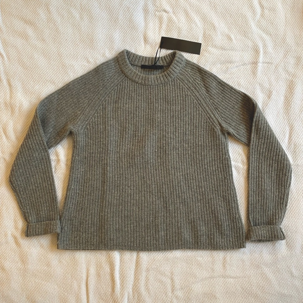 Jenni Kayne Cashmere Fisherman Sweater Womens Small in Heather Gray